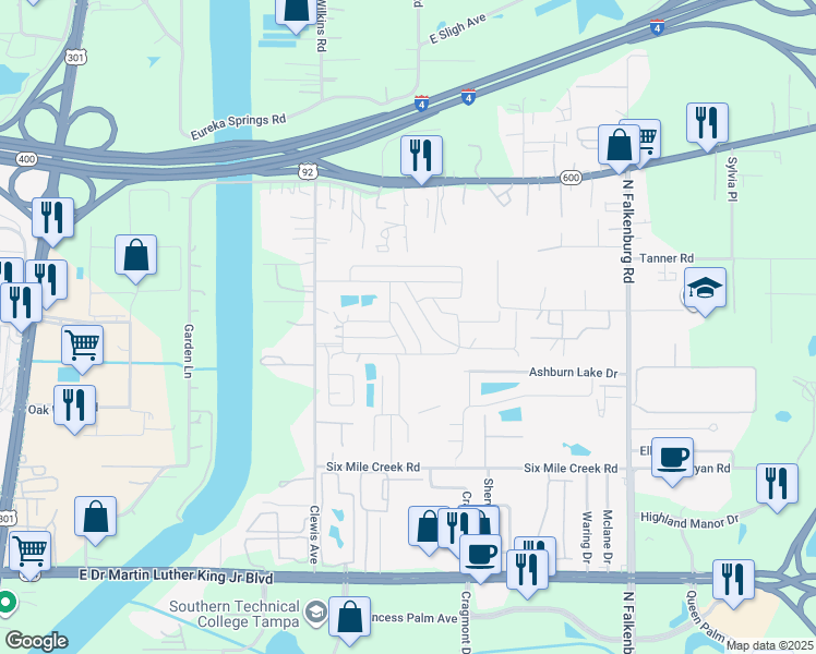 map of restaurants, bars, coffee shops, grocery stores, and more near 4818 Wilkinson Way in Tampa