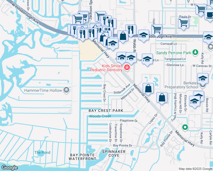 map of restaurants, bars, coffee shops, grocery stores, and more near 4909 Bay Crest Drive in Tampa
