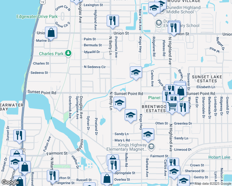 map of restaurants, bars, coffee shops, grocery stores, and more near in Clearwater