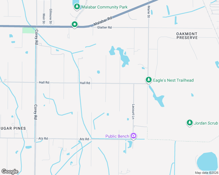map of restaurants, bars, coffee shops, grocery stores, and more near 2125 Howell Lane in Malabar