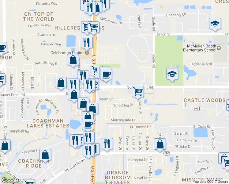 map of restaurants, bars, coffee shops, grocery stores, and more near 2661 Harbor Circle in Clearwater