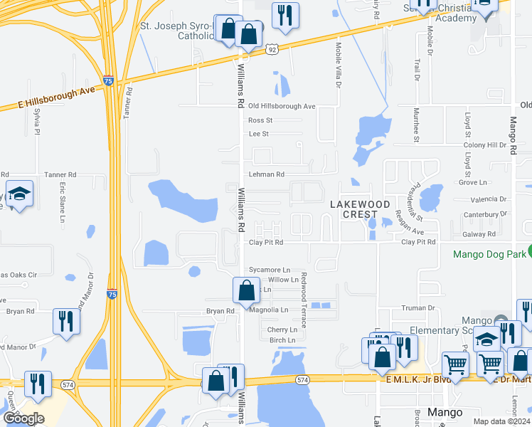 map of restaurants, bars, coffee shops, grocery stores, and more near 18 Kentwood Drive in Tampa