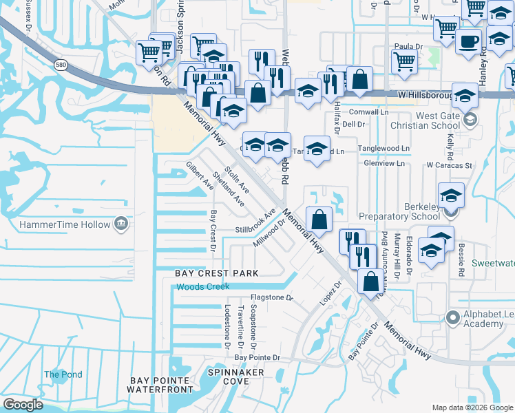 map of restaurants, bars, coffee shops, grocery stores, and more near 4902 Stolls Avenue in Tampa