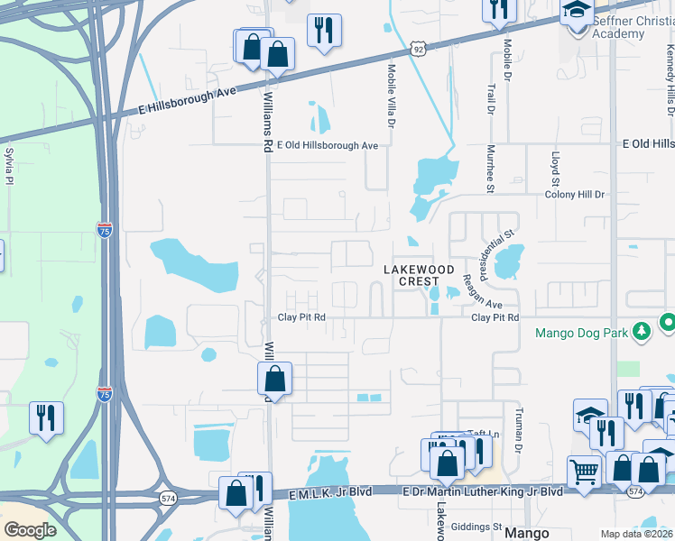 map of restaurants, bars, coffee shops, grocery stores, and more near 5024 Blue Latan Lane in Tampa