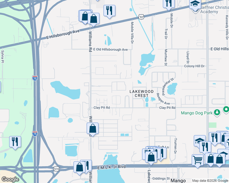 map of restaurants, bars, coffee shops, grocery stores, and more near 5024 Blue Latan Lane in Tampa