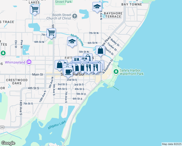 map of restaurants, bars, coffee shops, grocery stores, and more near 147 3rd Avenue North in Safety Harbor