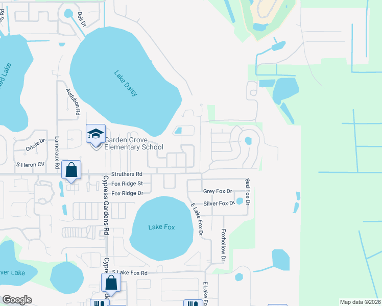 map of restaurants, bars, coffee shops, grocery stores, and more near 365 Lake Daisy Circle in Winter Haven