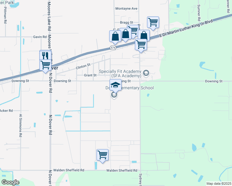 map of restaurants, bars, coffee shops, grocery stores, and more near 3035 Nelson Avenue in Dover