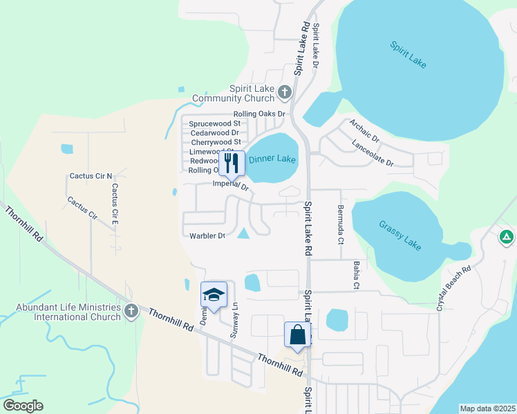 map of restaurants, bars, coffee shops, grocery stores, and more near 3501 Majesty Loop in Winter Haven