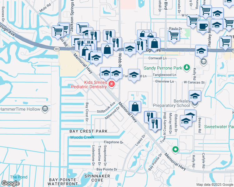 map of restaurants, bars, coffee shops, grocery stores, and more near 6301 County Road 576 in Town 'n' Country