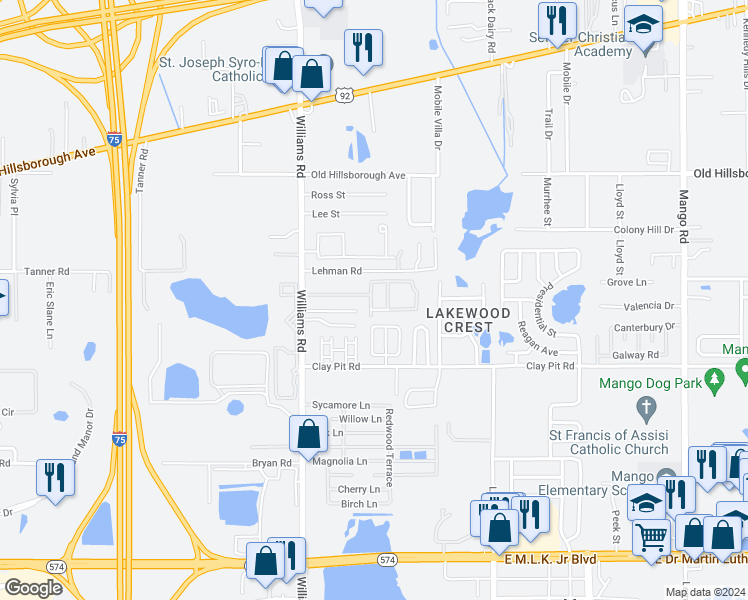 map of restaurants, bars, coffee shops, grocery stores, and more near 5029 Sylvester Loop in Tampa