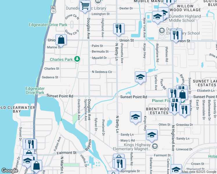 map of restaurants, bars, coffee shops, grocery stores, and more near 1929 Chenango Avenue in Clearwater