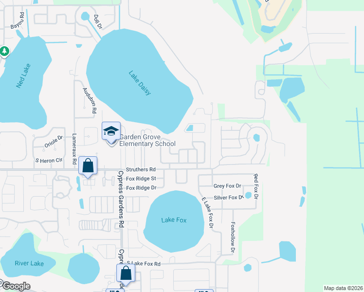 map of restaurants, bars, coffee shops, grocery stores, and more near 474 Daisy Way in Winter Haven