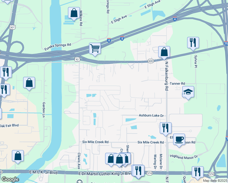 map of restaurants, bars, coffee shops, grocery stores, and more near 9425 Paradise Drive in Tampa