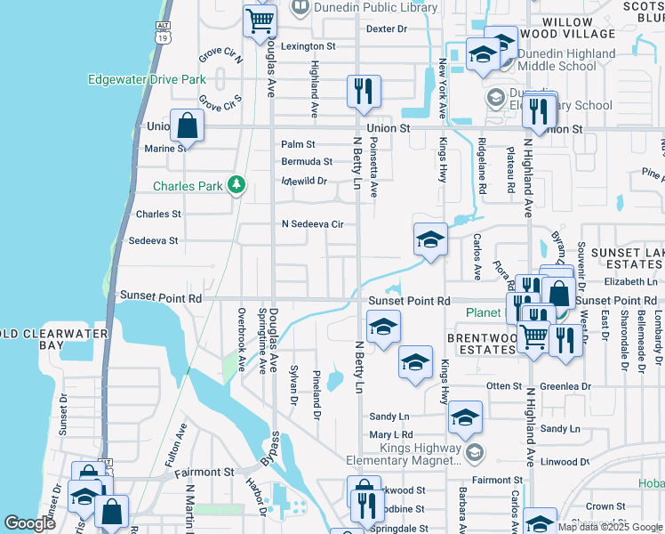 map of restaurants, bars, coffee shops, grocery stores, and more near 1929 Chenango Avenue in Clearwater
