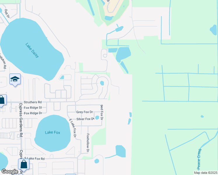 map of restaurants, bars, coffee shops, grocery stores, and more near 6133 Grand Oaks Drive Southeast in Winter Haven