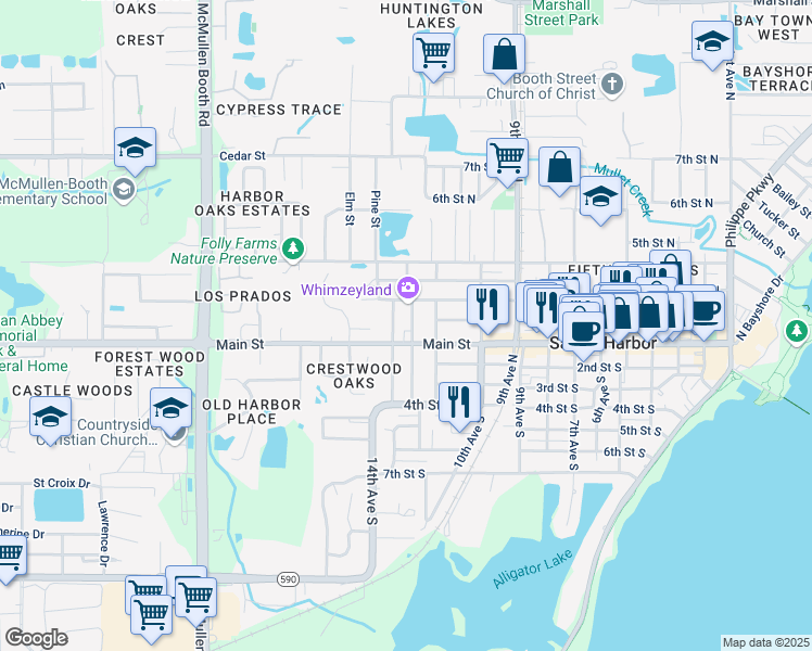 map of restaurants, bars, coffee shops, grocery stores, and more near 135 12th Avenue North in Safety Harbor