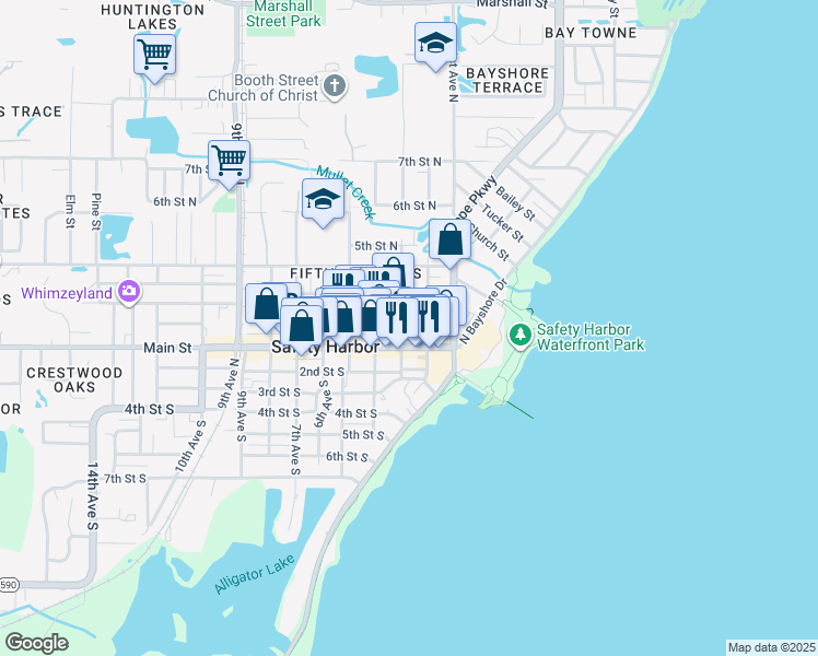 map of restaurants, bars, coffee shops, grocery stores, and more near 147 3rd Avenue North in Safety Harbor
