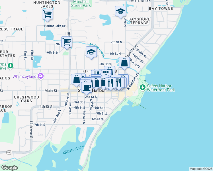 map of restaurants, bars, coffee shops, grocery stores, and more near 147 3rd Avenue North in Safety Harbor