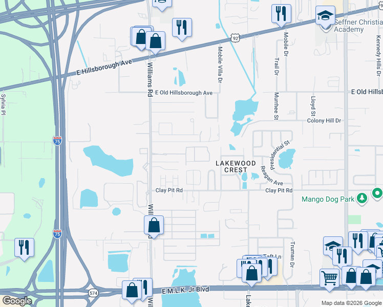 map of restaurants, bars, coffee shops, grocery stores, and more near 5024 Blue Latan Lane in Tampa