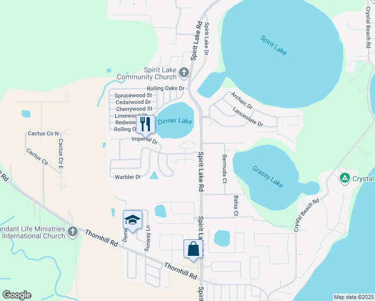 map of restaurants, bars, coffee shops, grocery stores, and more near 3301 Queens Cove Loop in Winter Haven
