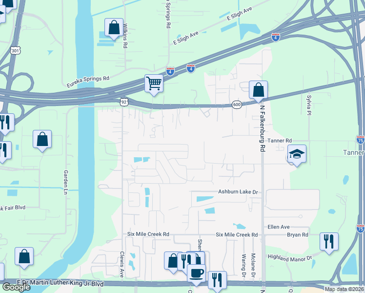 map of restaurants, bars, coffee shops, grocery stores, and more near 9425 Paradise Drive in Tampa