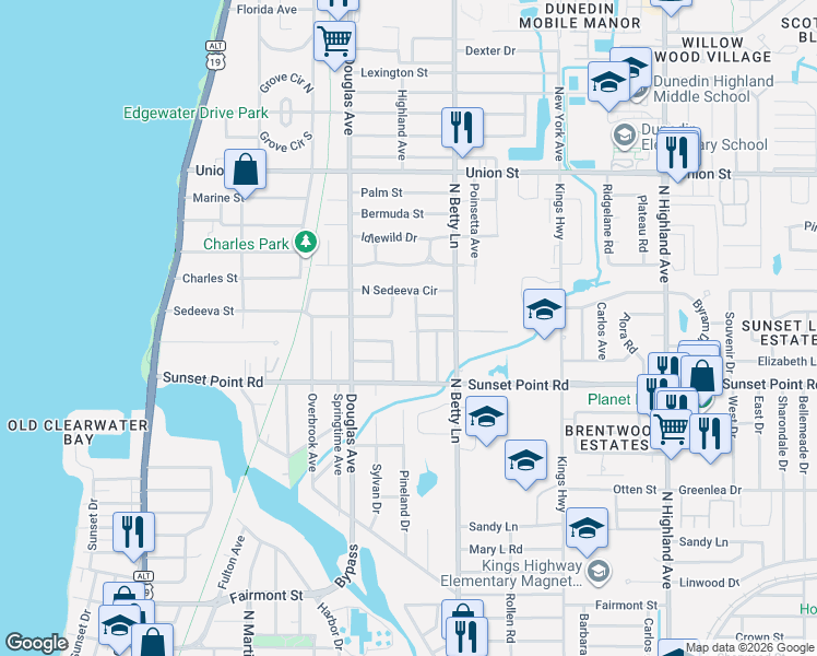 map of restaurants, bars, coffee shops, grocery stores, and more near 1929 Chenango Avenue in Clearwater