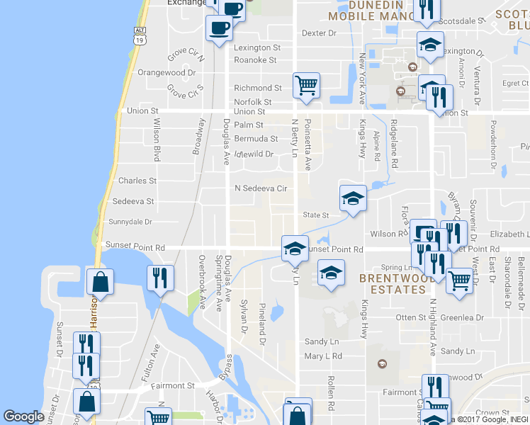 map of restaurants, bars, coffee shops, grocery stores, and more near 1946 Chenango Avenue in Clearwater