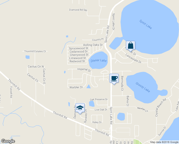 map of restaurants, bars, coffee shops, grocery stores, and more near 3705 Imperial Drive in Winter Haven