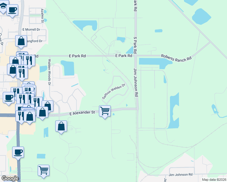 map of restaurants, bars, coffee shops, grocery stores, and more near 602 East Alexander Street in Plant City