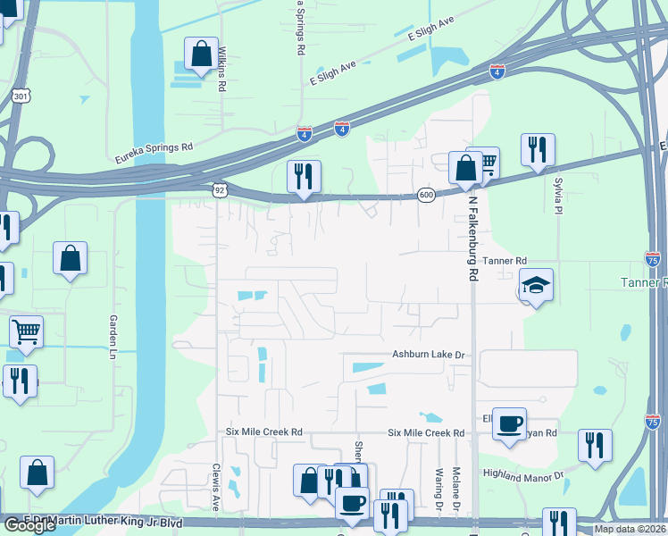 map of restaurants, bars, coffee shops, grocery stores, and more near 9425 Paradise Drive in Tampa
