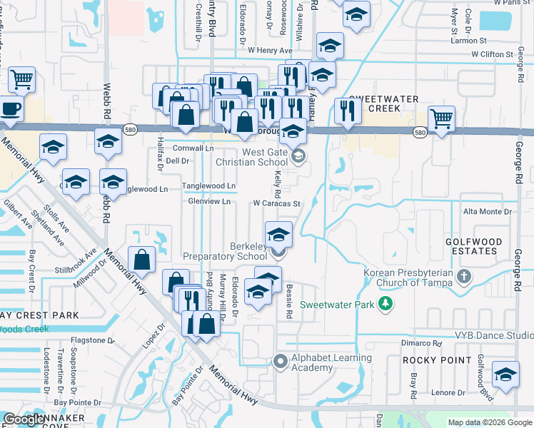 map of restaurants, bars, coffee shops, grocery stores, and more near 4904 Plantation Drive in Tampa