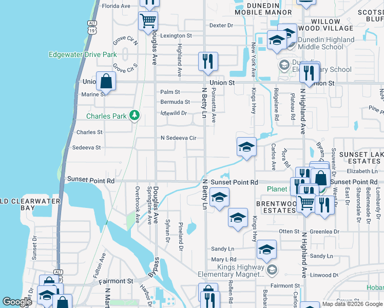 map of restaurants, bars, coffee shops, grocery stores, and more near 1929 Chenango Avenue in Clearwater