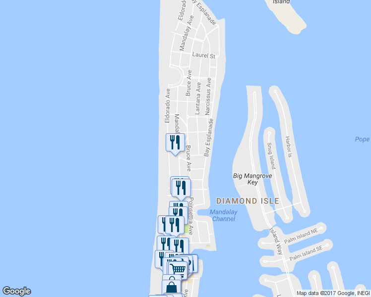 map of restaurants, bars, coffee shops, grocery stores, and more near 5 Iris Street in Clearwater