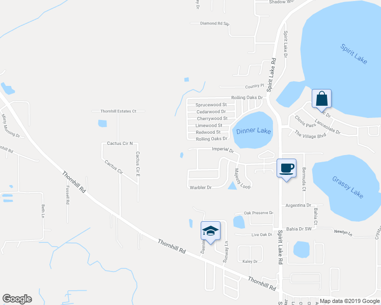 map of restaurants, bars, coffee shops, grocery stores, and more near 3739 Imperial Drive in Winter Haven