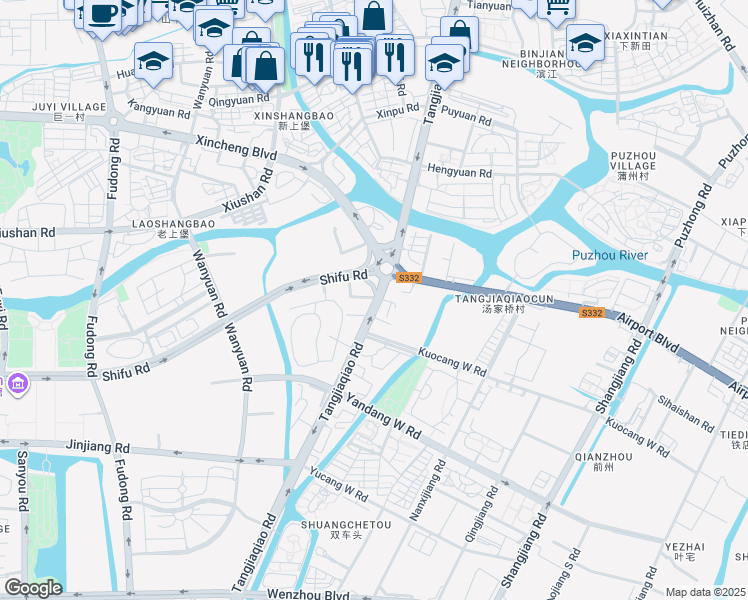 map of restaurants, bars, coffee shops, grocery stores, and more near Tang Jia Qiao Lu in Wen Zhou Shi