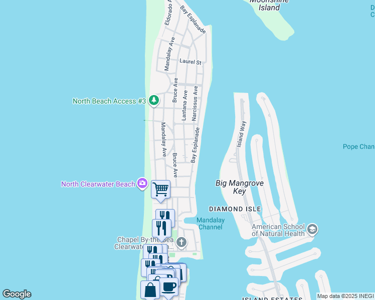 map of restaurants, bars, coffee shops, grocery stores, and more near 769 Bruce Avenue in Clearwater