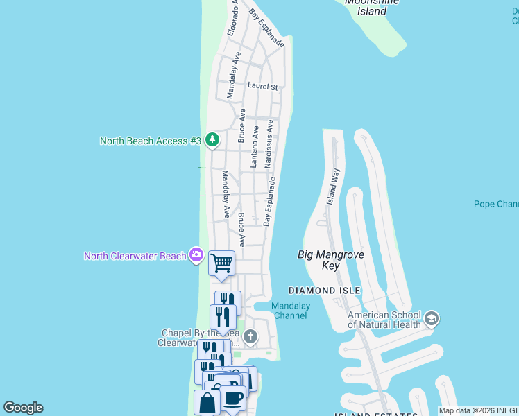 map of restaurants, bars, coffee shops, grocery stores, and more near 769 Bruce Avenue in Clearwater