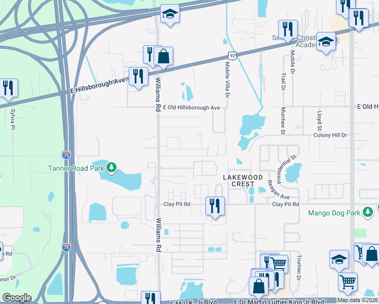 map of restaurants, bars, coffee shops, grocery stores, and more near 10945 Trailing Vine Drive in Tampa