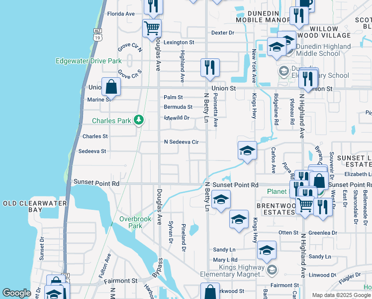 map of restaurants, bars, coffee shops, grocery stores, and more near 1962 Chenango Avenue in Clearwater
