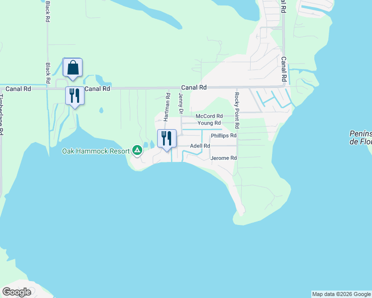 map of restaurants, bars, coffee shops, grocery stores, and more near 3712 Adell Road in Lake Wales