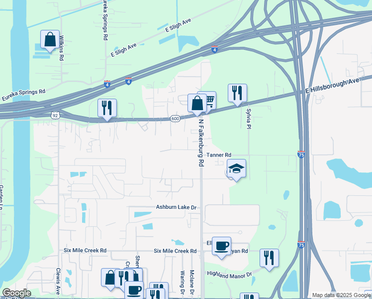 map of restaurants, bars, coffee shops, grocery stores, and more near 10026 East Wilder Avenue in Tampa