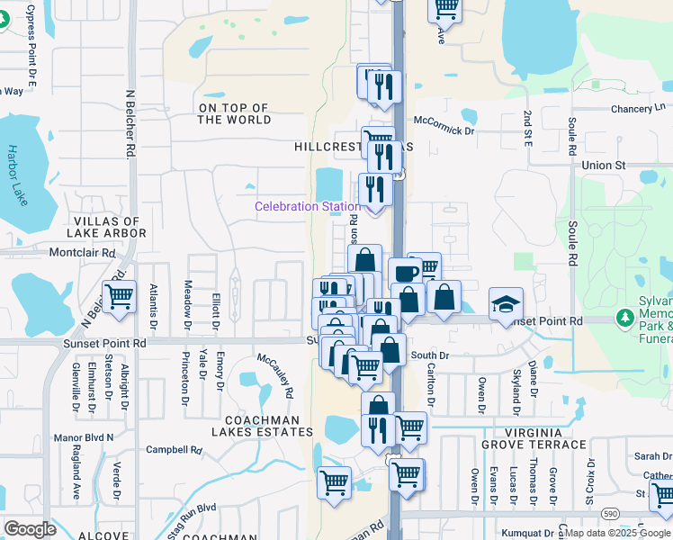 map of restaurants, bars, coffee shops, grocery stores, and more near 2523 Marina Key Lane in Clearwater