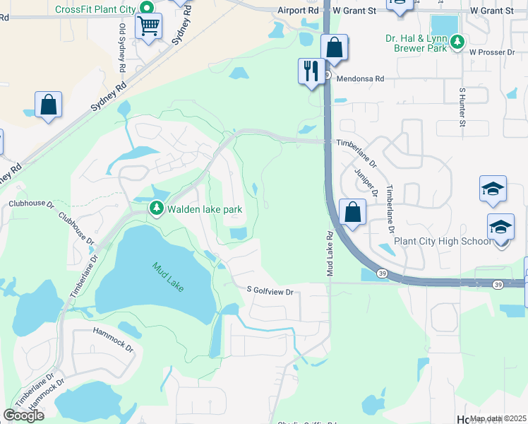 map of restaurants, bars, coffee shops, grocery stores, and more near 2217 Preservation Drive in Plant City