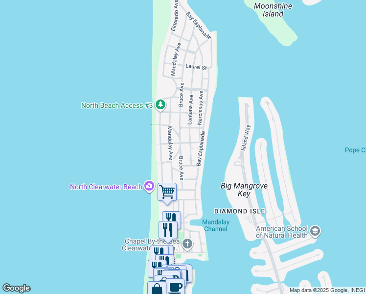 map of restaurants, bars, coffee shops, grocery stores, and more near 769 Bruce Avenue in Clearwater