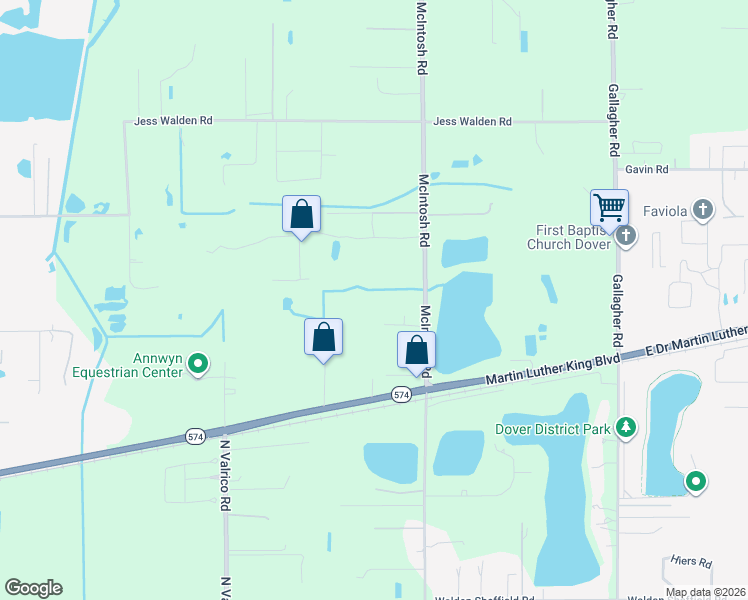 map of restaurants, bars, coffee shops, grocery stores, and more near 3110 McIntosh Road in Dover