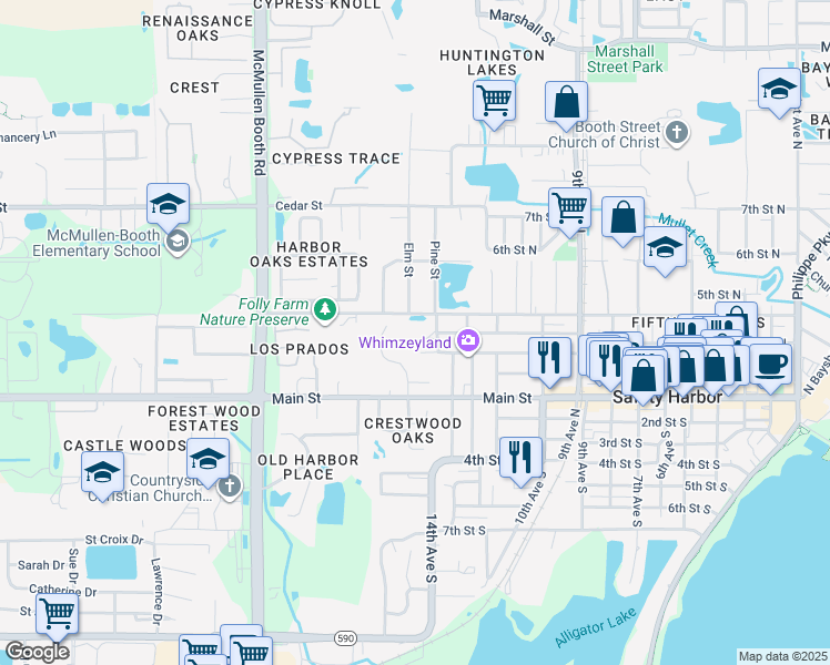 map of restaurants, bars, coffee shops, grocery stores, and more near 1410 Doctor Martin Luther King Junior Street North in Safety Harbor
