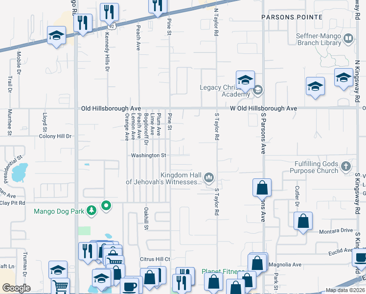 map of restaurants, bars, coffee shops, grocery stores, and more near 5306 Anna Lynn Lane in Seffner