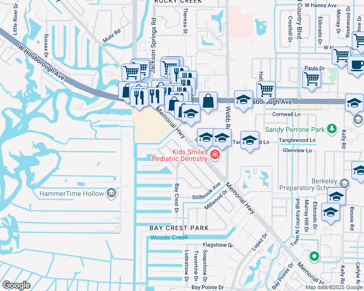 map of restaurants, bars, coffee shops, grocery stores, and more near 5007 Stolls Avenue in Tampa