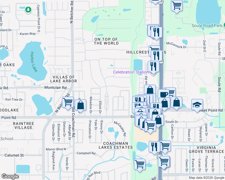 map of restaurants, bars, coffee shops, grocery stores, and more near 2001 World Parkway Boulevard in Clearwater